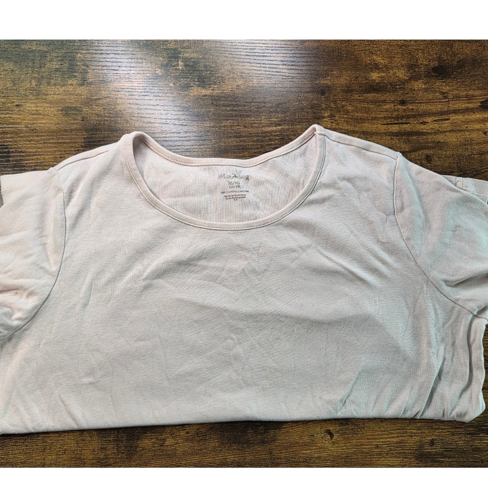 White Stag Womens XL Pink Cotton Ribbed Short Sleeve Crew Neck T-Shirt